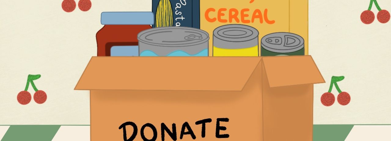 Cherry Pantry Graphic of a Box of Donated Food 